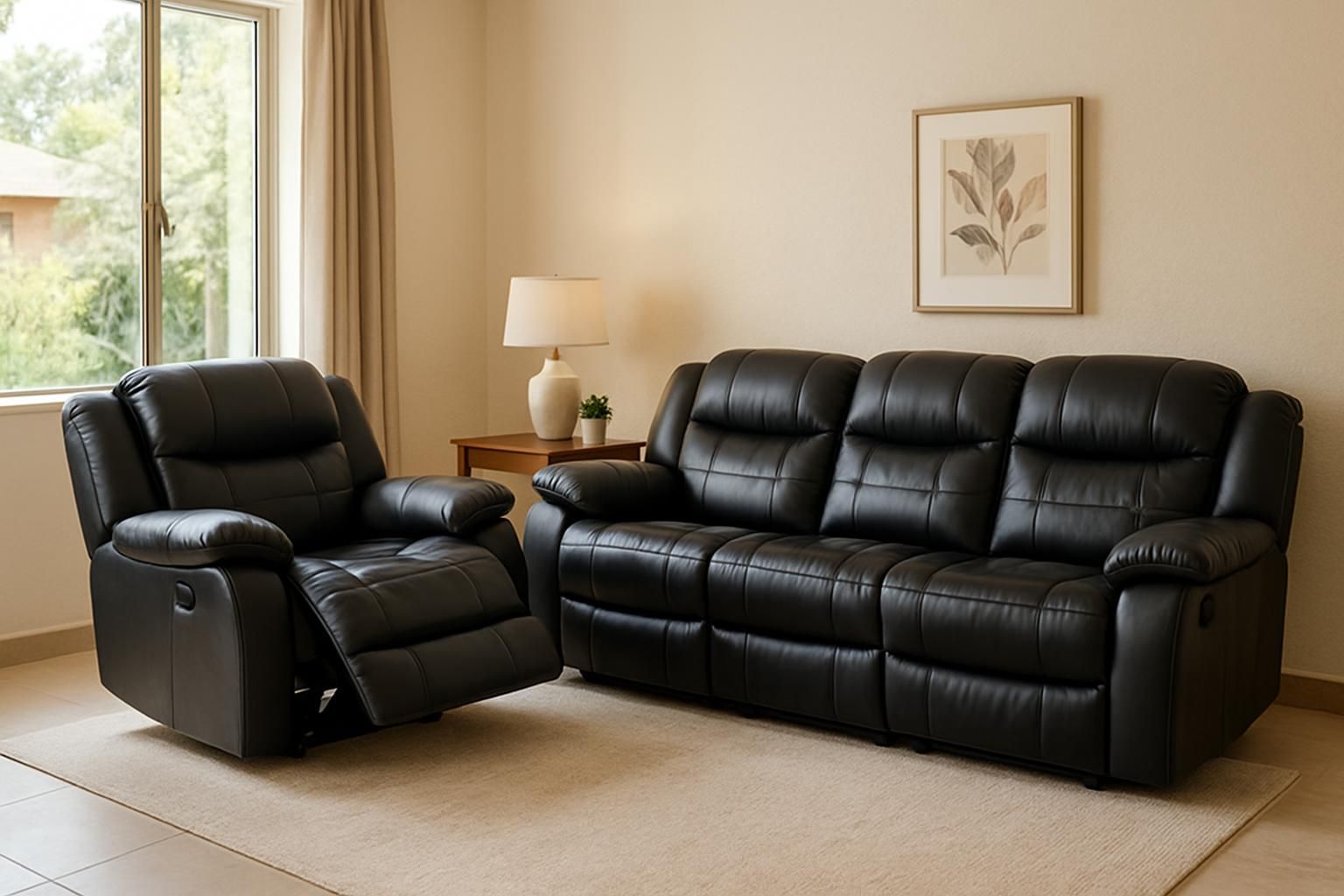 Aspen 5-Seater Recliner Sofa Set, Bonded leather, 5 seats (3+2)