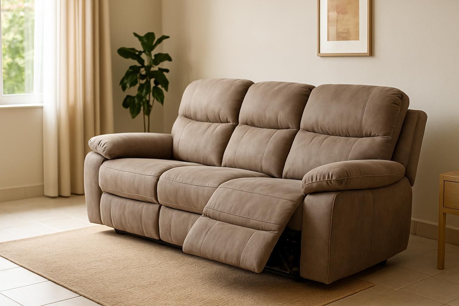 Cairo 3-Seater Fabric Recliner, Suede-feel fabric, 3 seats