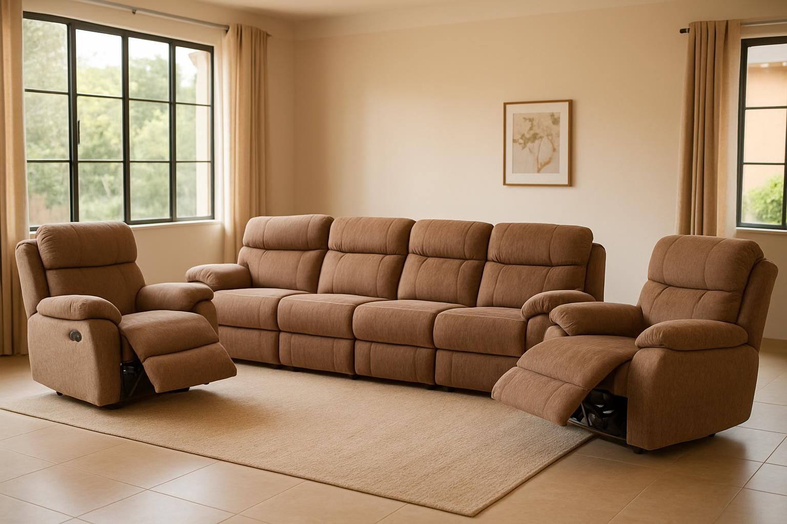 Clark 7-Seater Fabric Recliner Sofa Set, Premium fabric, 7 seats (3+2+1+1)