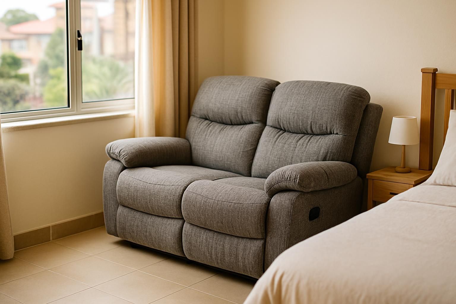 Kano 2-Seater Fabric Recliner, Textured fabric, 2 seats