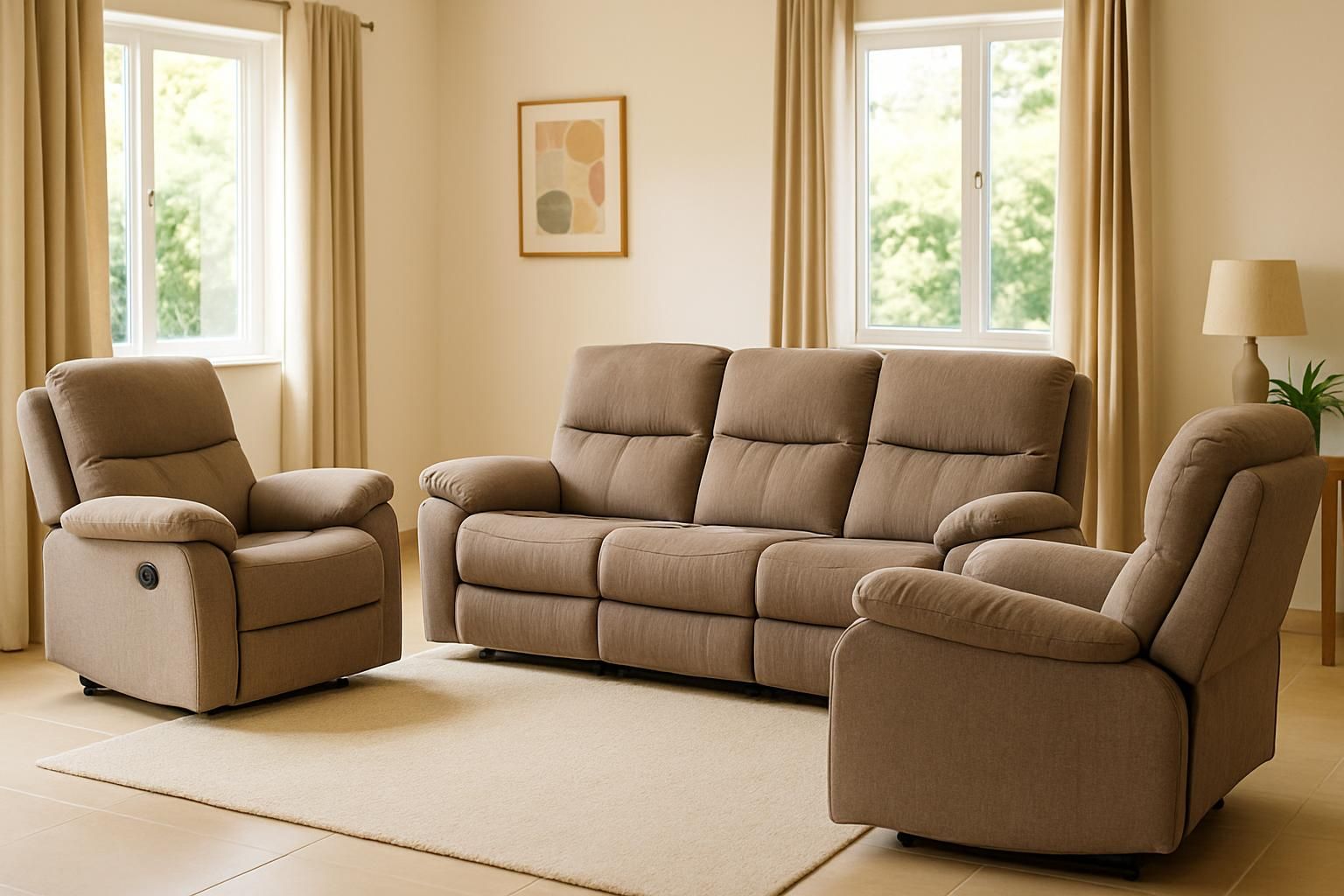 Mara Semi-Recliner Seats (5-Seater), Fabric, 5 seats (3+1+1)