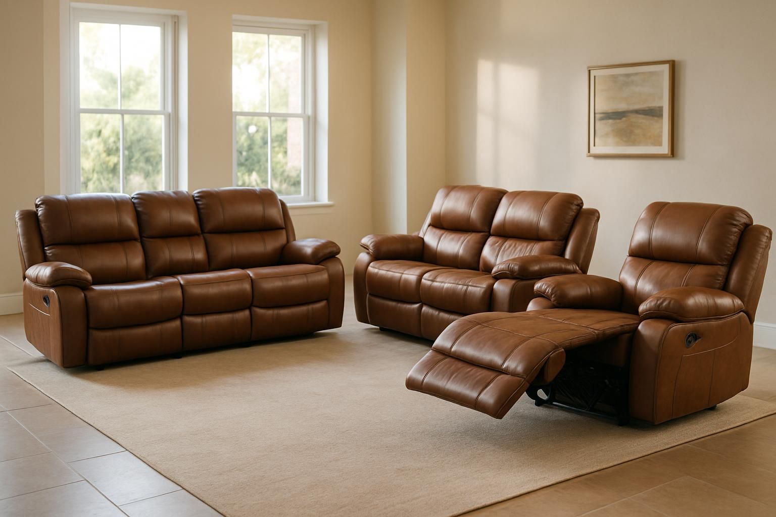Tana 6-Seater Leather Recliner Sofa Set, Genuine leather, 6 seats (2+2+1+1)